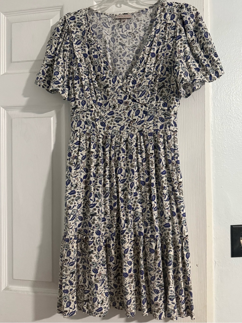 Knox Rose White Midi Dress with Blue Floral Print